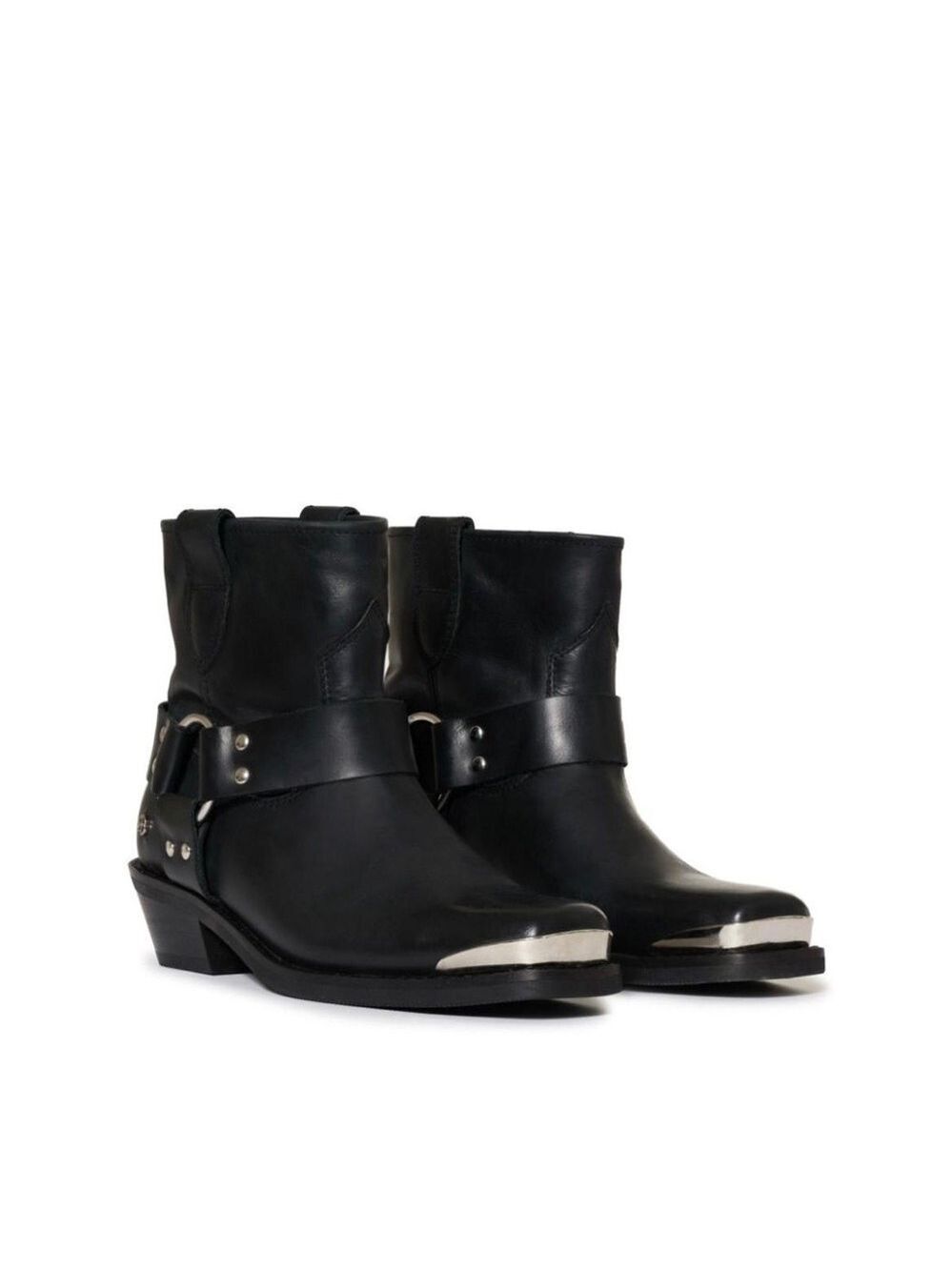 Anine Bing Mid Ryder Black Leather Western Biker Boots - NWT